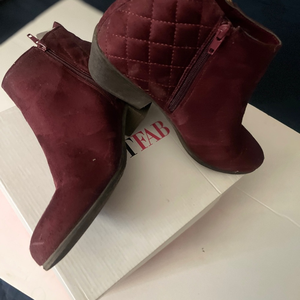 FA Quilted Burgundy Ankle Booties